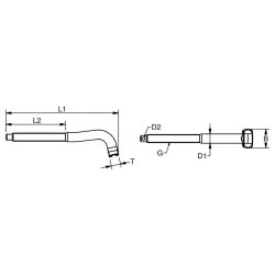 Blue Wave T-terminal med gevind studs - 3/8" Venstre