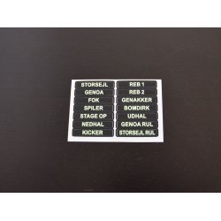 Glowfast glow-in-the-dark labels. St 1 Dansk