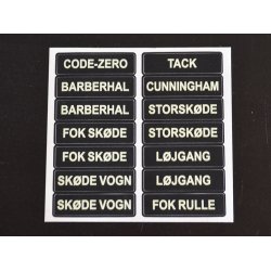 Glowfast glow-in-the-dark labels. St 2 Dansk