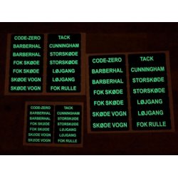 Glowfast glow-in-the-dark labels. St 2 Dansk