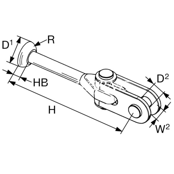 FURLEX je-kugleterminal med gaffel/gaffel toggle
